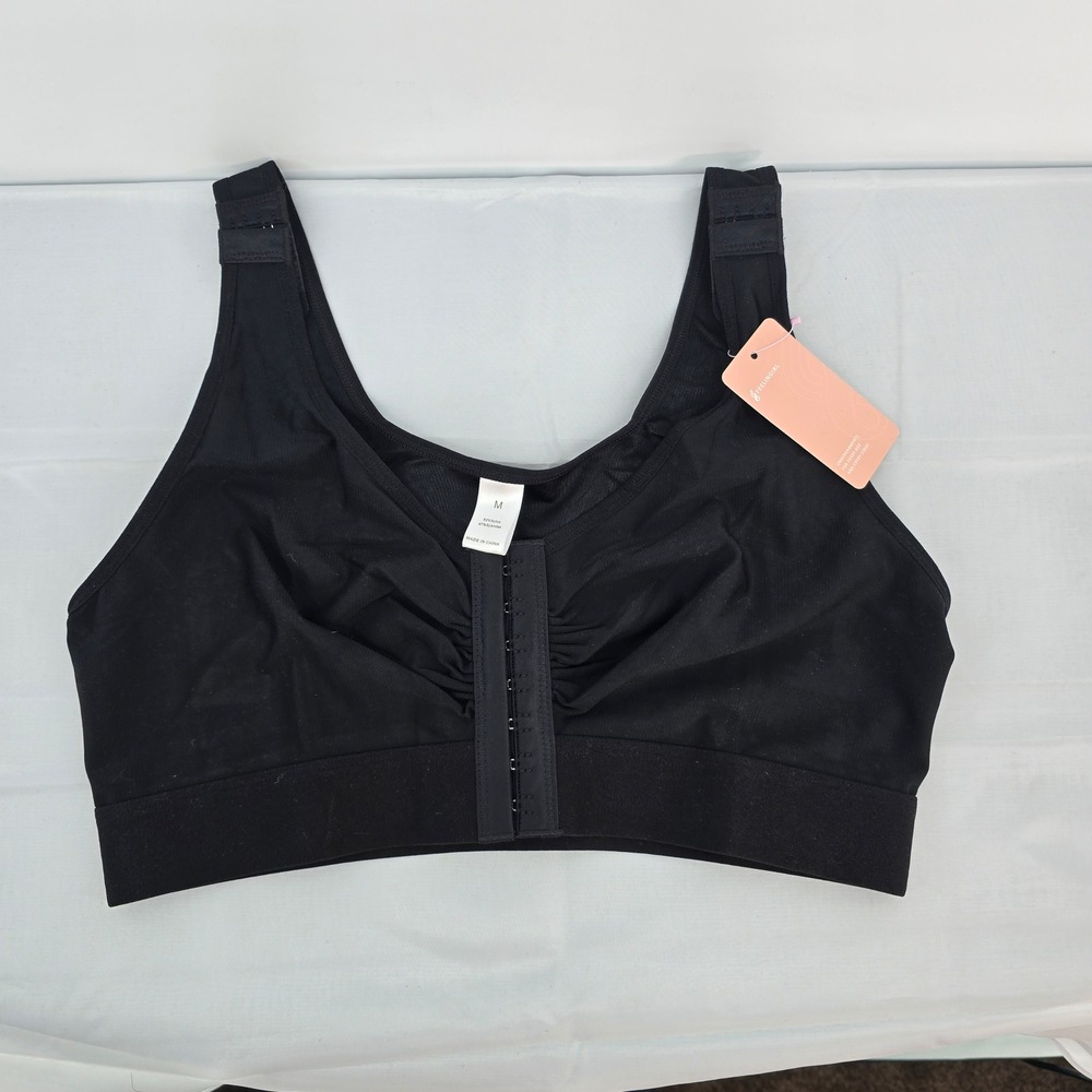 FeelinGirl‎ Womens Front Closure Nursing Bra Black Adjustable Strap Medium NWT